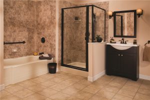 Red Oak Shower Renovation tub shower combo install 300x200